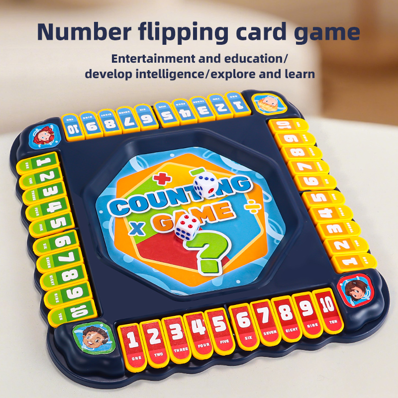 Board Game Ludo - Blue Number Flip Tabletop Game Parent-Child