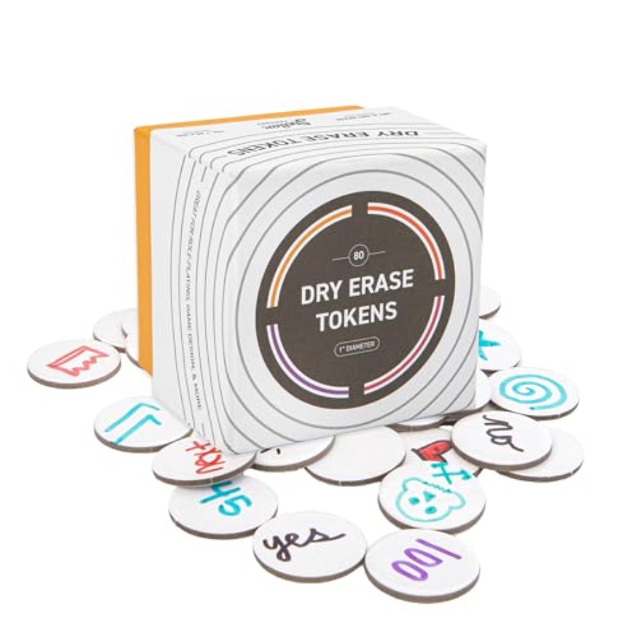 Board Game Design - Dry Erase Tokens 80-Pack Reusable Blank