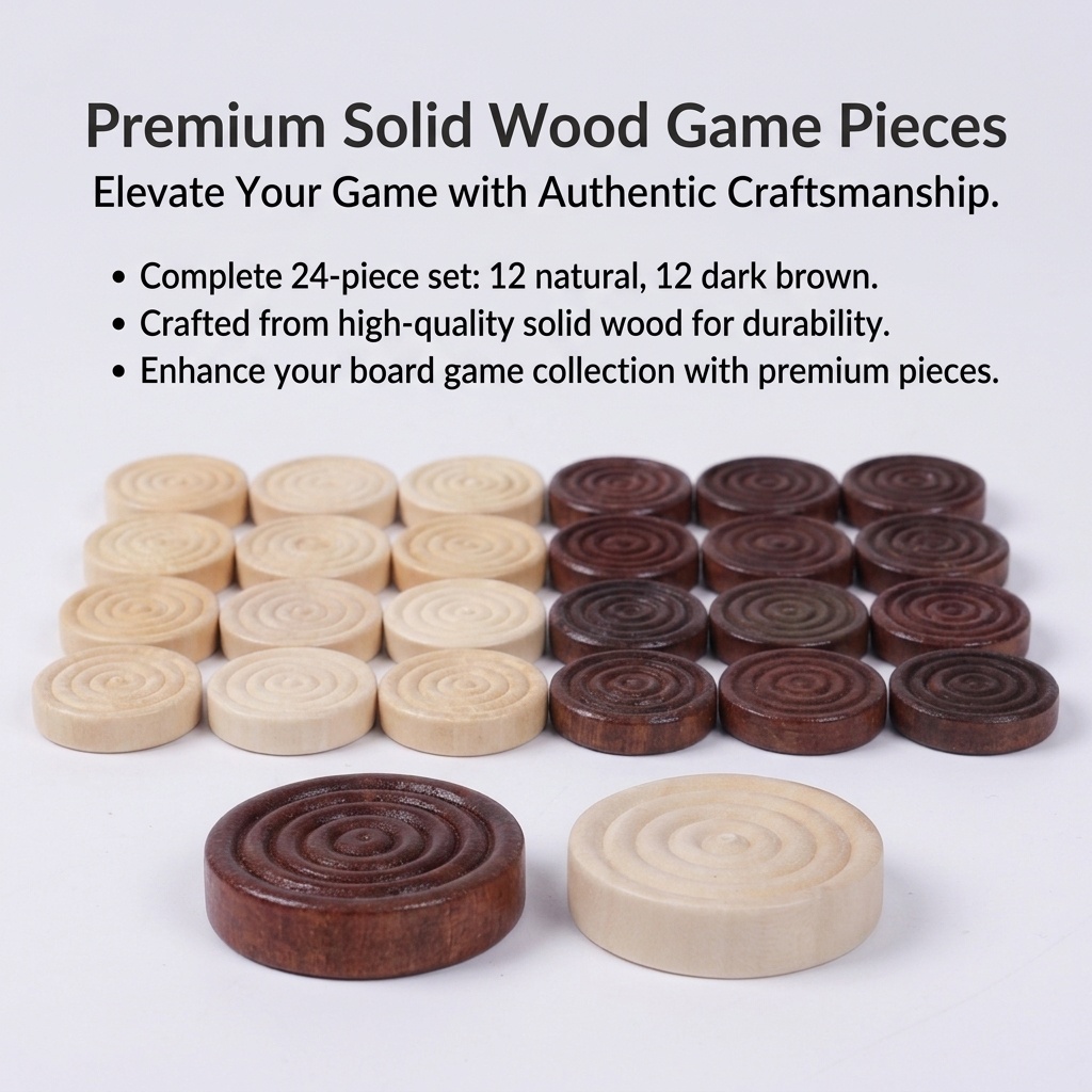 24 Pcs/Set Wooden Round Checke - Board Game Harvest 评论和价格