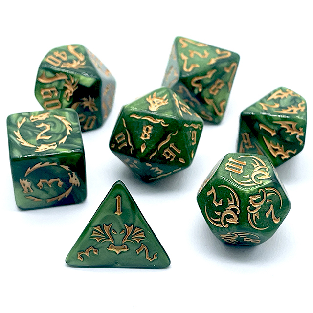 7Pcs Green Swirl Acrylic DND D - Board Game Electronic Table 评论和价格