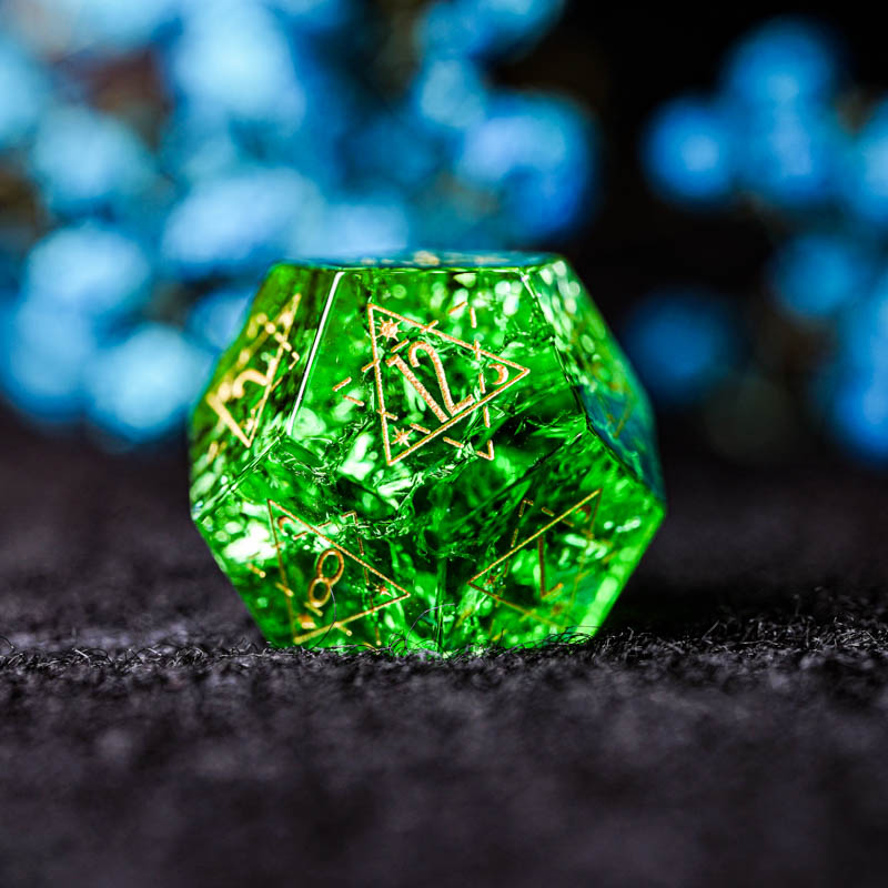 Green Glass D&D Dice Set Handm - Board Game Logo 评论和价格