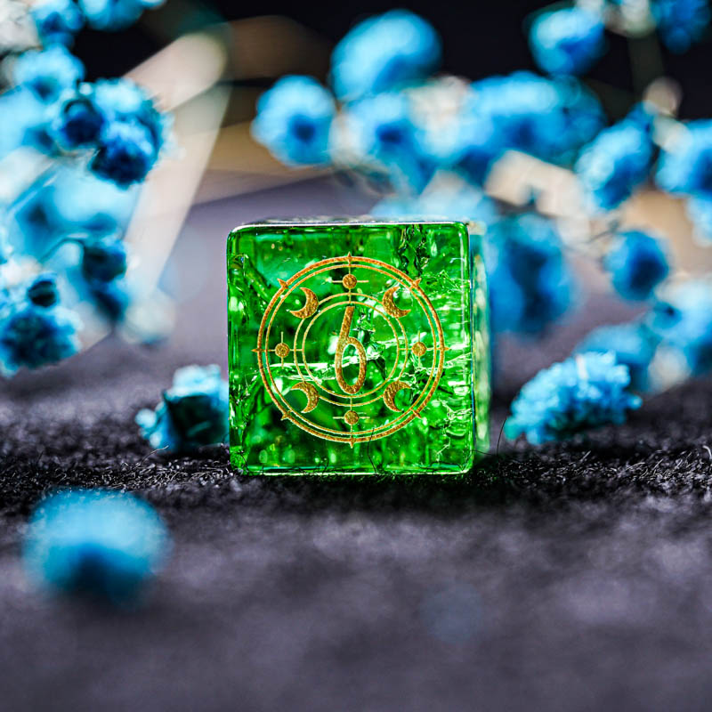 Green Glass D&D Dice Set Handm - Board Game Logo 评论和价格