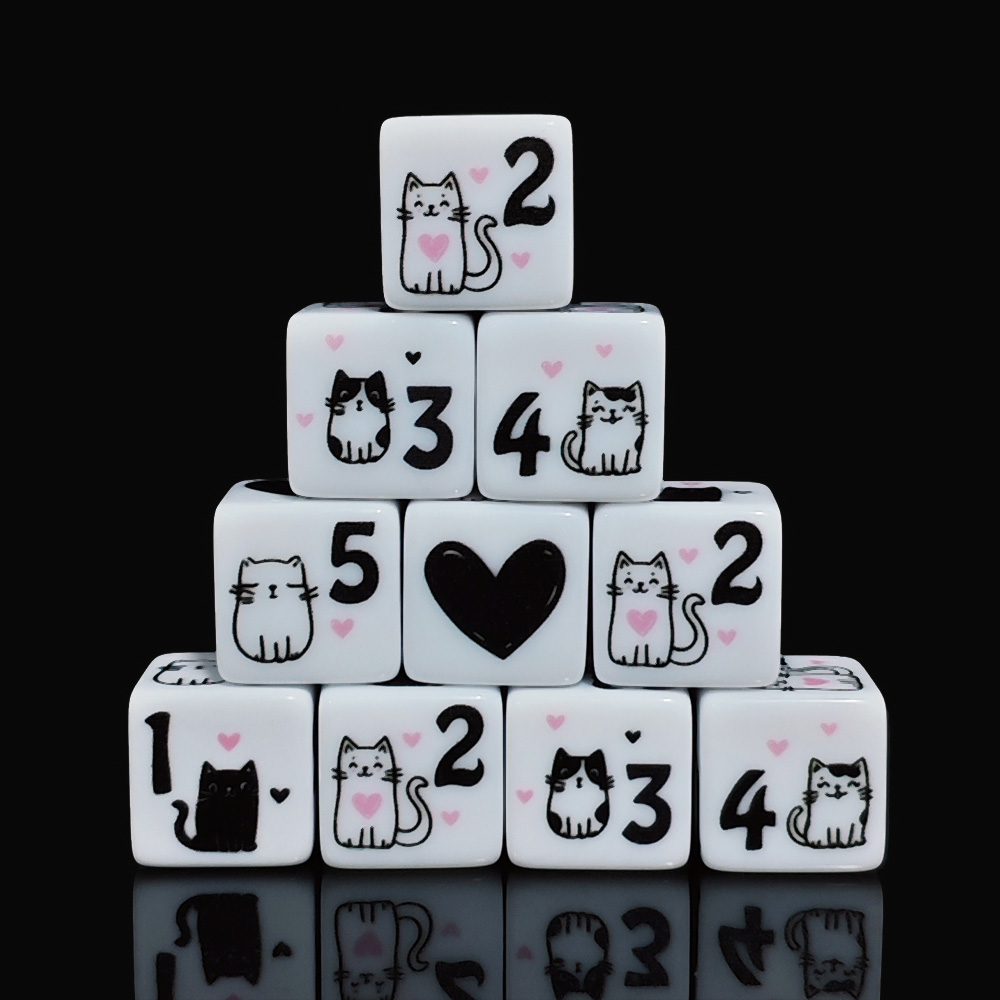 12Pcs/Set 16mm Cute Cat Dice,  - Board Game Design 评论和价格